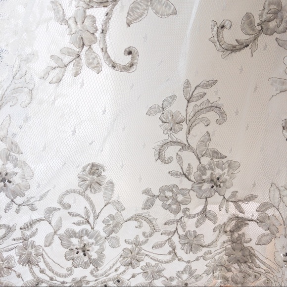 ALFRED ANGELO Strapless Cream Satin/Lace/Flower Detail Women's Dress Size M - Picture 8 of 15